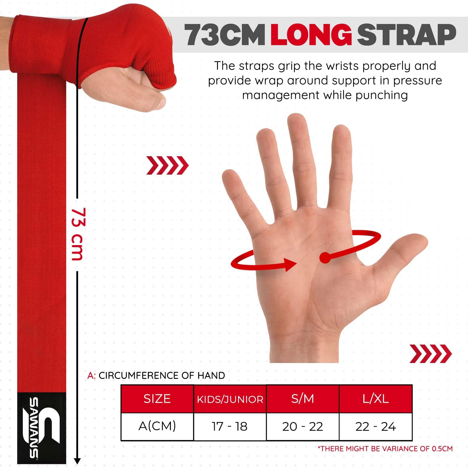 SAWANS Guanti da Boxe per la Protezione delle Mani Lunghe Cinghie da Polso Elastici Imbottiti Guanti da Combattimento per Borsa da Colpo Guanti da Boxe Gel per Muay Thai