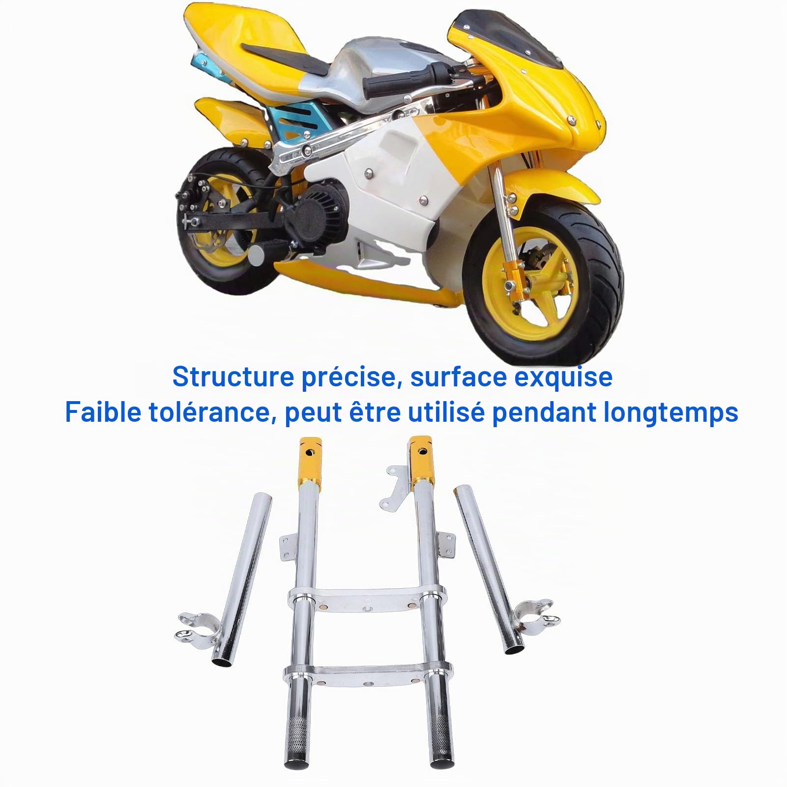 Greensen Suspensions Avant de Moto Tout-terrain, Amortisseurs Métalliques Renforcés Haute Résistance pour Minimoto 47ml 49ml Mini Dirtbike Quad Pocket Bike, avec Biellettes de Direction