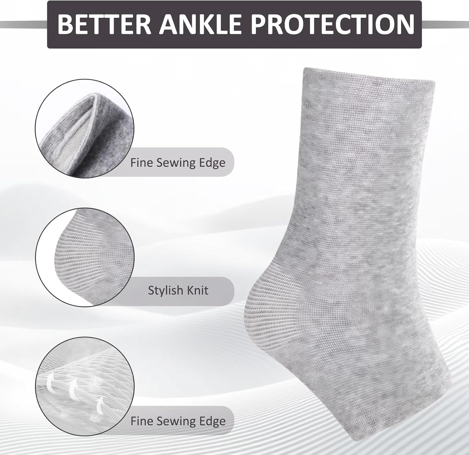 Bamboo Anti Fatigue Socks,Compression Bamboo Foot Sleeves,Soft Compression Bamboo Socks,for Arch Support,Swelling of Feet and Ankles (Gray)