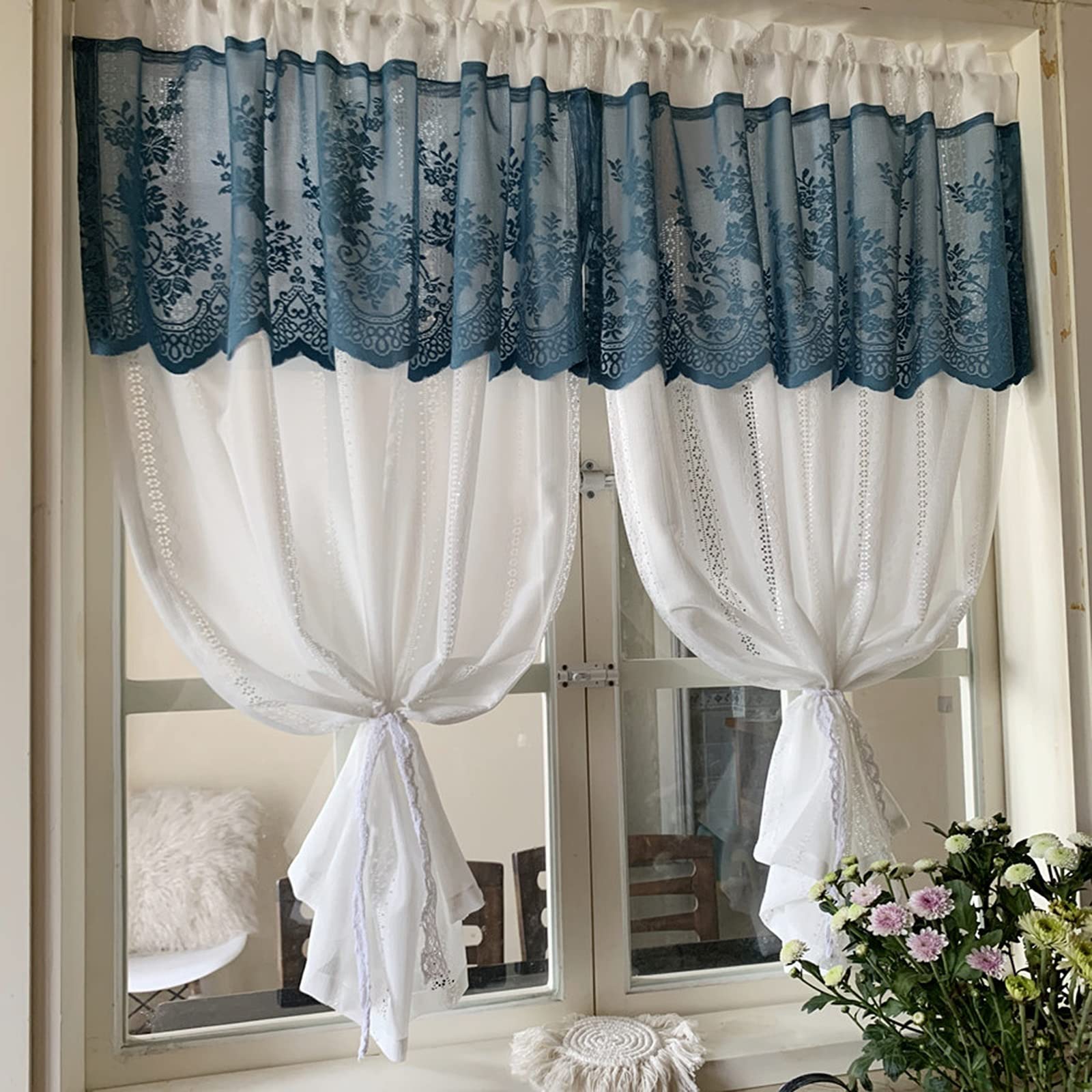 Amazon｜出窓用 レースカーテン、出窓用カーテン、1枚入り