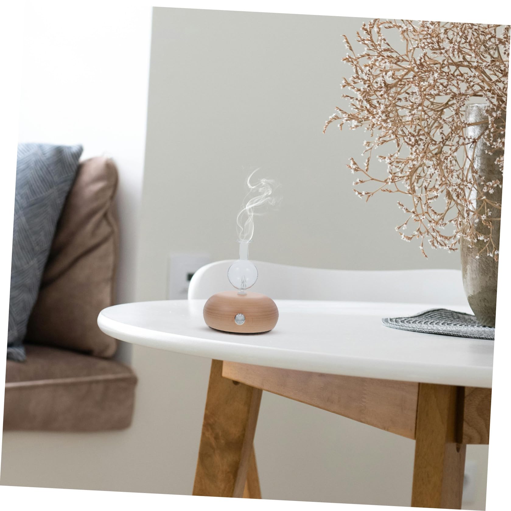 Difusor con Base de Madera de Vidrio de Aceites Esenciales para Aromaterapia, Mejora la Calidad del Aire y Uso de Aceites Varios Estilos en Sala de Estar o Yoga Varios Estilos