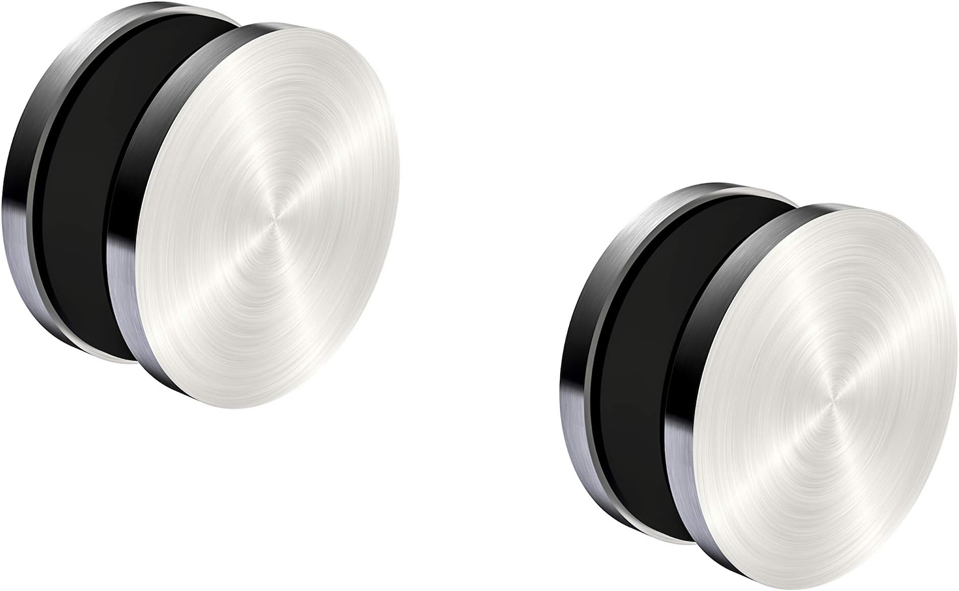 Stainless Steel Round 2” Diameter Button Panel Stabilizer Clamp Glass Railing for 3/8”, 1/2” and 9/16” Glass Thickness - Pack of 2 - by Inline Design (Satin Stainless Steel)