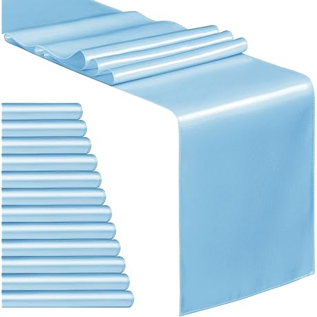 Enlivening Blue Satin Table Runner Set for All Your Celebrations (12-Pack)