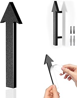 6 Inch Arrow Wall decor, Black Modern Arrow Signs, Self Stick Arrow Sign, Floating House Address Numbers for Outside, Garden Door Mailbox Decor Number Easy Installation with Self Adhesive/Screws