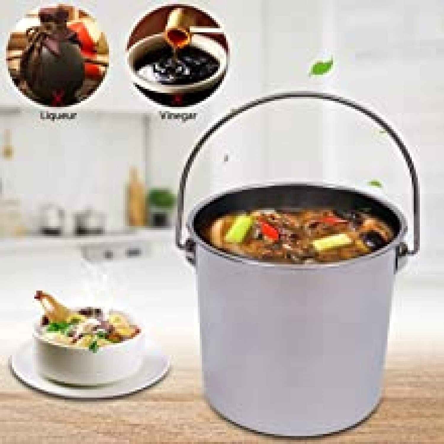 Seau de cuisine en acier inoxydable - Seau à lait - Seau à champagne - Seau à glace avec couvercle en acier inoxydable - 6 L/12 L (12 litres) - 6 L