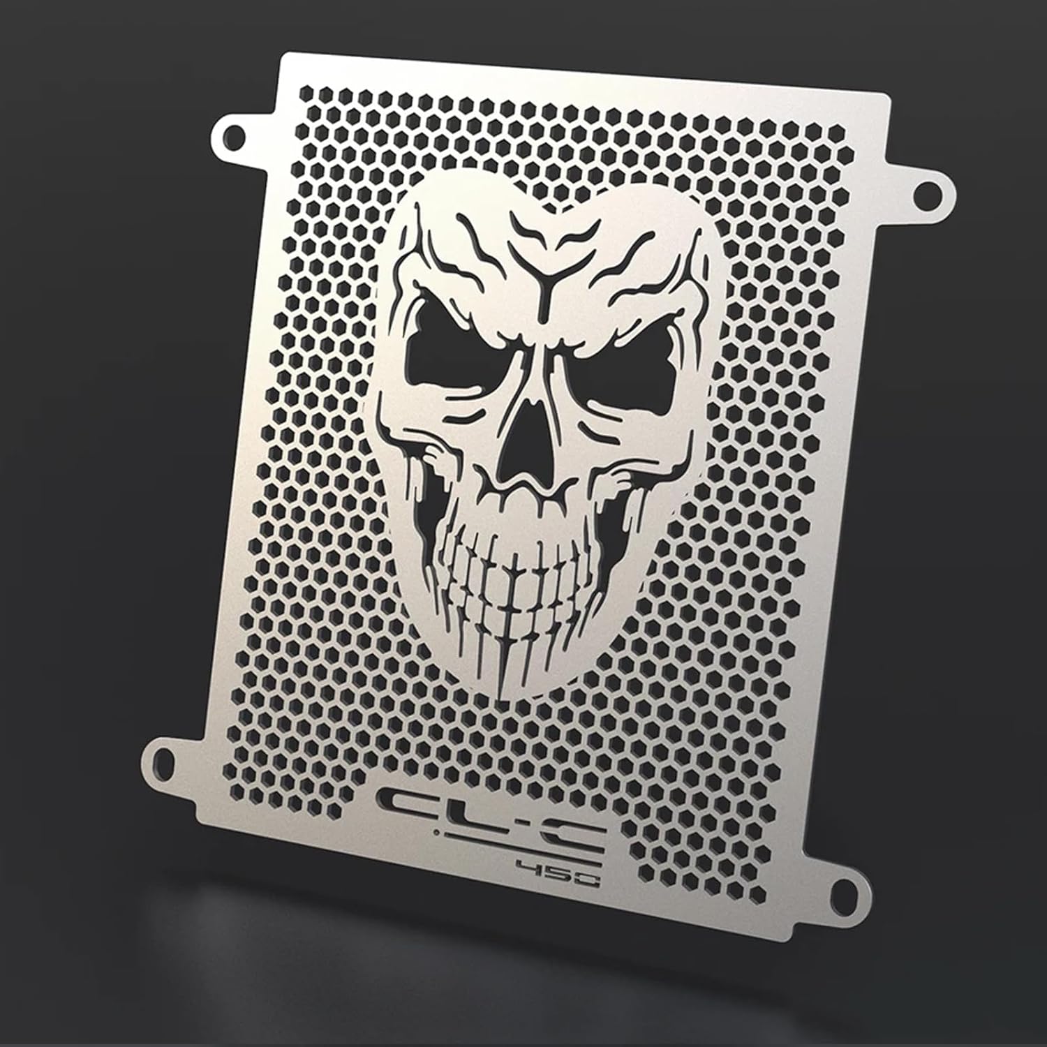 CNC Aluminum Skull Radiator Grill Guard Mesh Cover Protector for CFMOTO 450 CLC 450 Bobber 450CL-C 2023-2024-2025 450CL-C Radiator Shrouds Grille Accessories (Chrome)