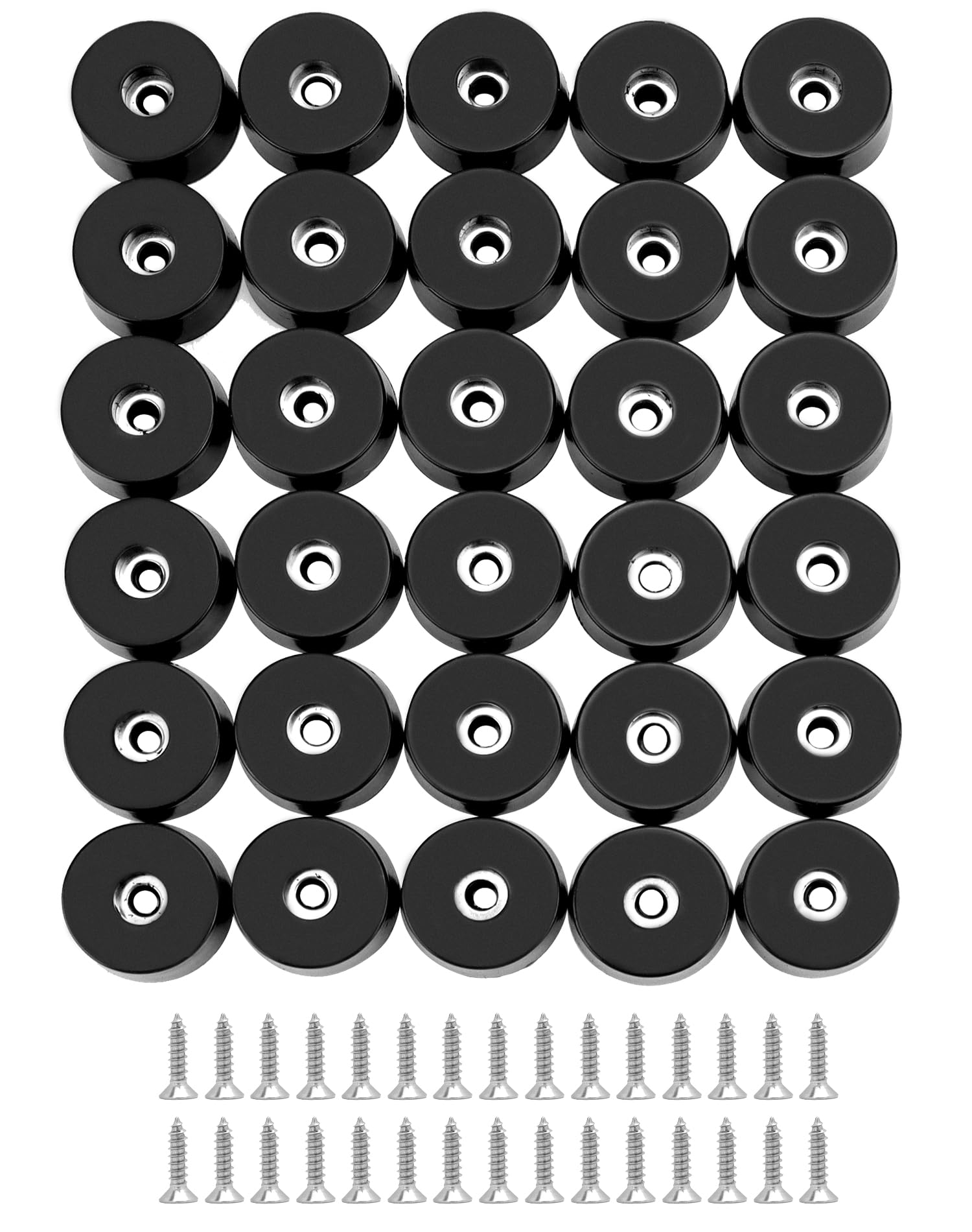 QWORK® 30 Pezzi di Piedini in Gomma per Mobili con Viti in Acciaio Inox 304, Piedini per Sedie Antiscivolo per Taglieri, Tavoli e Sedie, 25 x 23 x 9 mm
