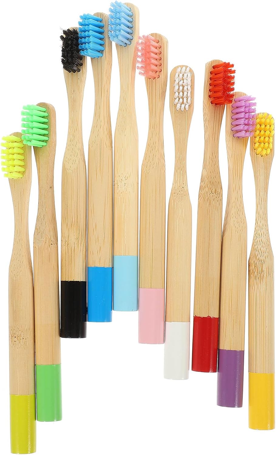 10pcs Soft Toothbrushes Round Handle, Natural Charcoal Bristles, Portable Travel Toothbrush Set for Boy Girl Oral Care