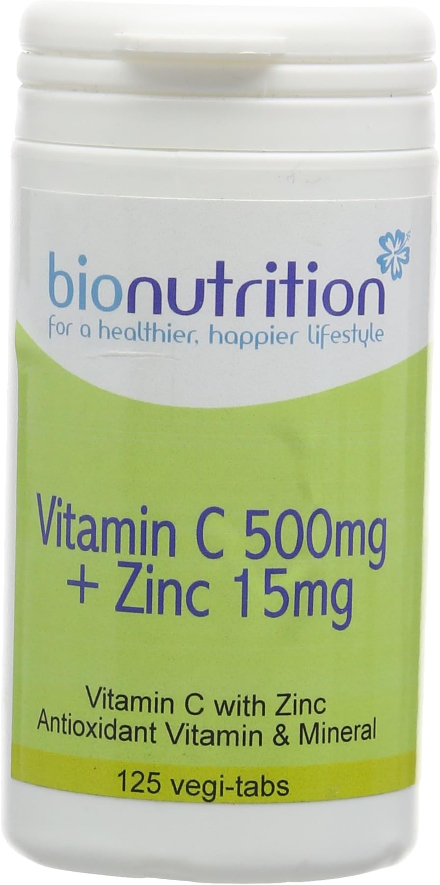 Vitamin C 500mg + Zinc 15mg : Antioxidant and Immune Vitamin and Mineral Combination : 125 Vegi Tablets