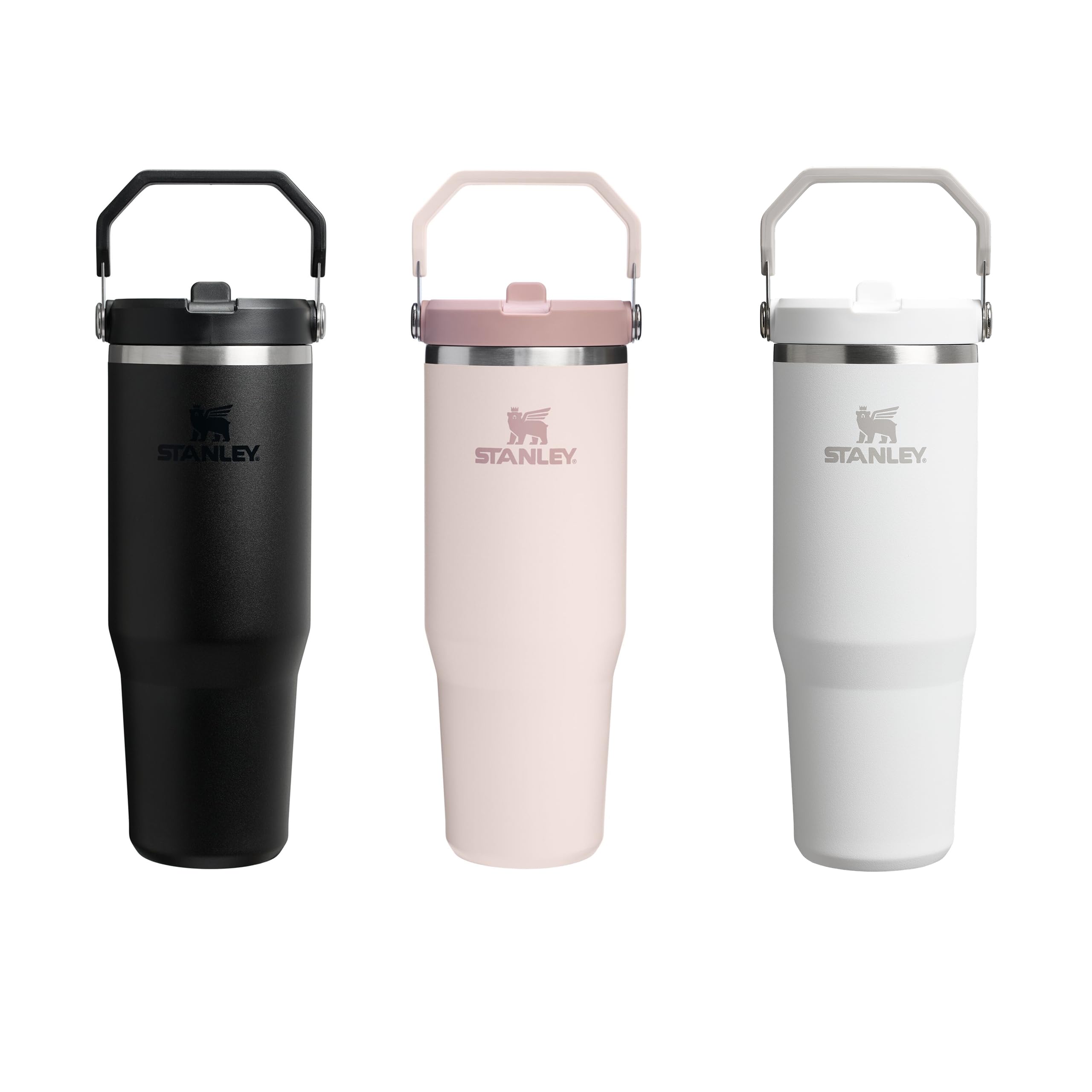 Stanley 1913 IceFlow Flip Straw Butelka na Wodę With Straw 0.89L - Utrzymuje zimno przez ponad 12 godzin - Szczelna - Butelka na wodę ze stali nierdzewnej - Black 2.0