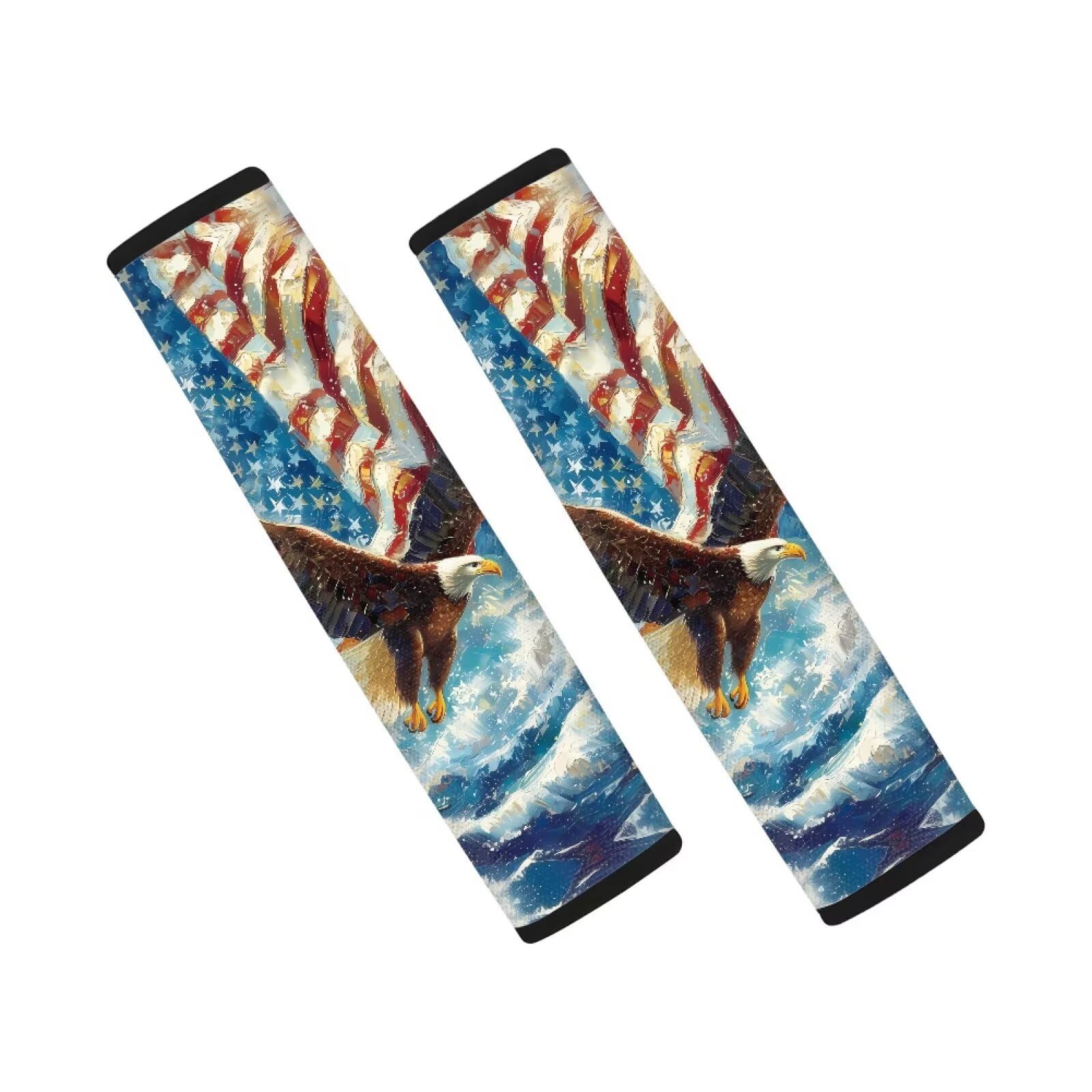 AFPANQZ Eagle Pattern USA Flag 2pcs Universal Car Seat Belt Pads Cover Vehicle Seat Belt Comfort Shoulder Pads for Adults Children Seat Cushion Shoulder Straps Cushion for Bags