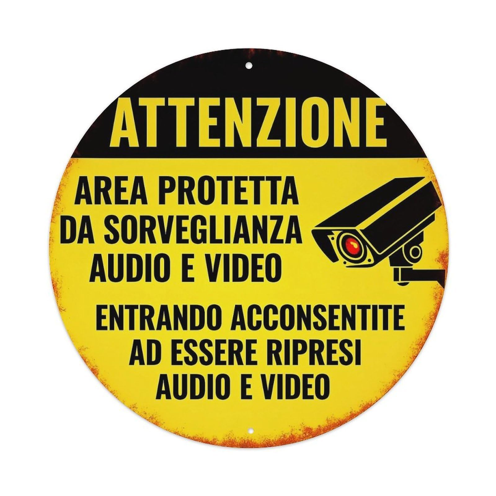 Attention Protected Area Audio Video Surveillance Metal Tin Sign Plaque