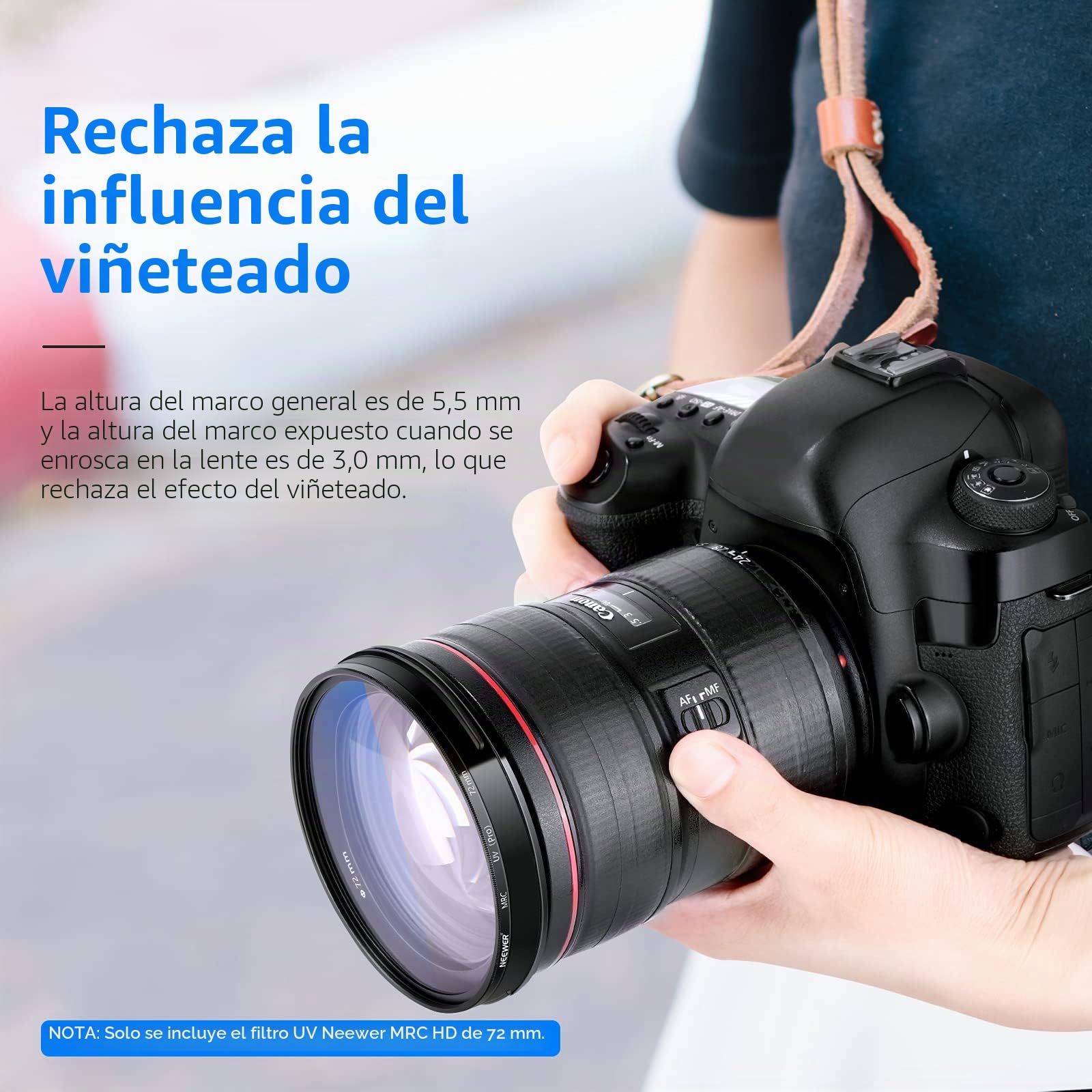 NEEWER Filtro UV de 72 mm de protección, Alta definición/30 Capas de Revestimiento Multicapa/Resistente a los arañazos con Recubrimiento Nano-UV, Filtro Ultrafino para Lente de Dispositivo