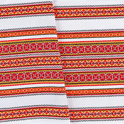 Easter Gift Decorative Fabric with Ukrainian Ornament Tablecloth Easter Ethnic White red Yellow Black 150x220 cm / 59
