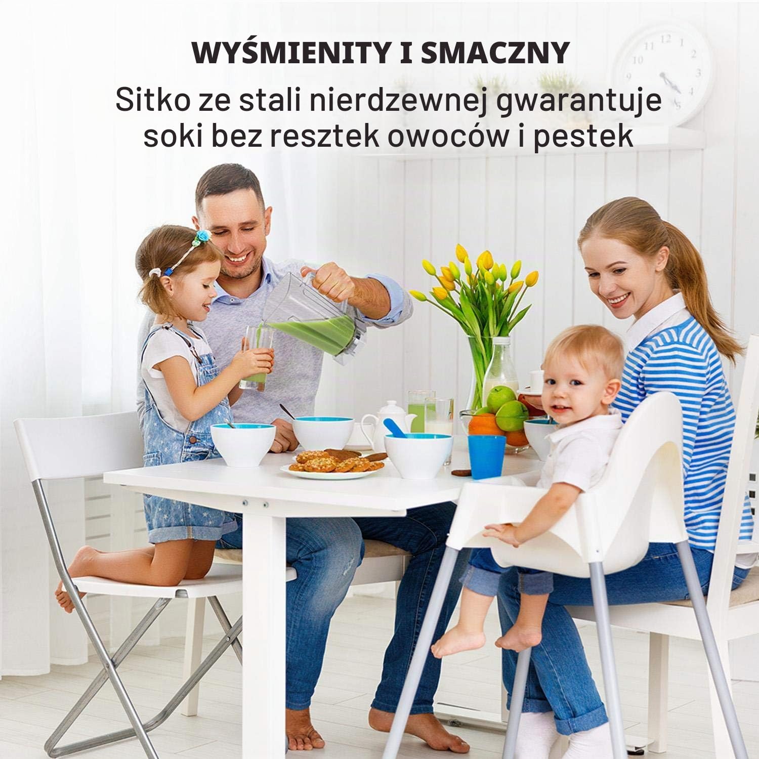 Klarstein Fruitberry - Wyciskarka do soków, Pionowa wyciskarka, Bardzo drobne mikrosito ze stali, Slow Juicer, 400 W, 60 obr/min, Bez BPA, W zestawie dwa pojemniki, Otwór wsadowy 8,5cm, cicha, srebrna