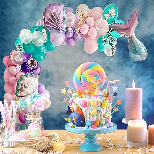 Miniatura 5 de Kit de guirnalda de globos de bricolaje, 95 unidades, globos de confeti dorado y globos de látex azul, rosa, morado, para baby shower, boda,