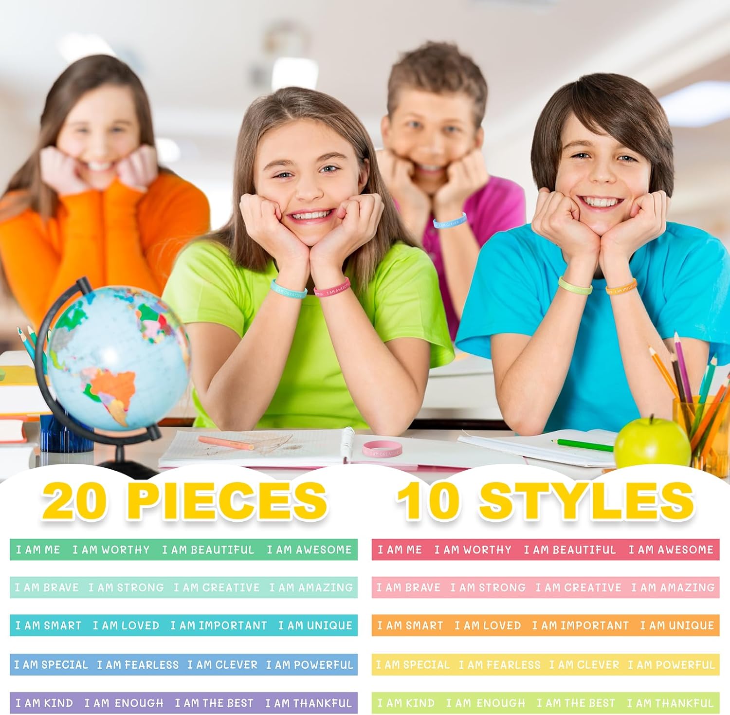 20 Pieces Students Inspirational Wristbands Rubber Bracelets Fun Motivational Wristbands for Kids Students Back to School Gifts - Image 4