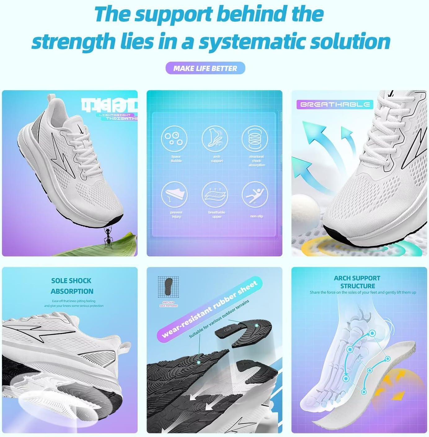 Mens Wide Walking Shoes Soft Sole Non Slip Running Comfortable Tennis Breathable Athletic Gym Workout Sport Sneakers - Image 7