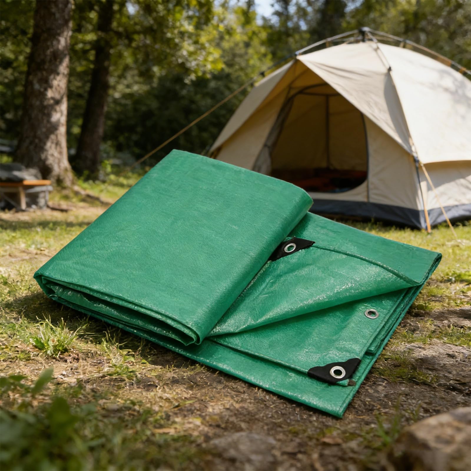 Toldo reforzado de alta densidad con protección uv lona premium duradera verde de 5.4m