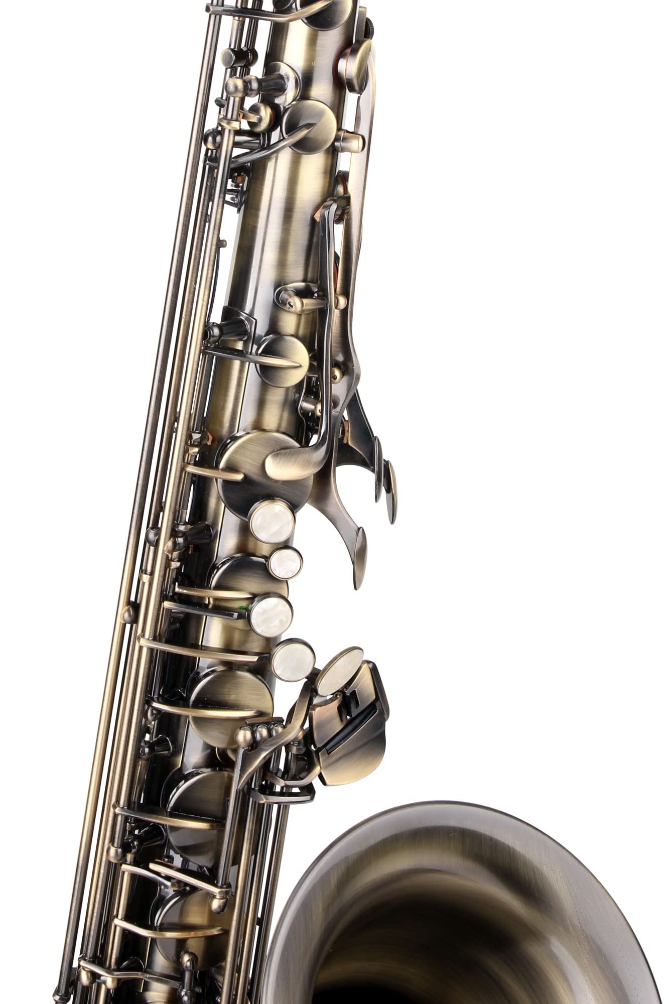 Classic Cantabile Winds TS-450 Antique Yellow Tenorsaxophon SET (Messing, Vintage Lackierung, Hoch-Fis-Klappen, Koffer, Ständer, Tuner, Metronom, Notenständer)
