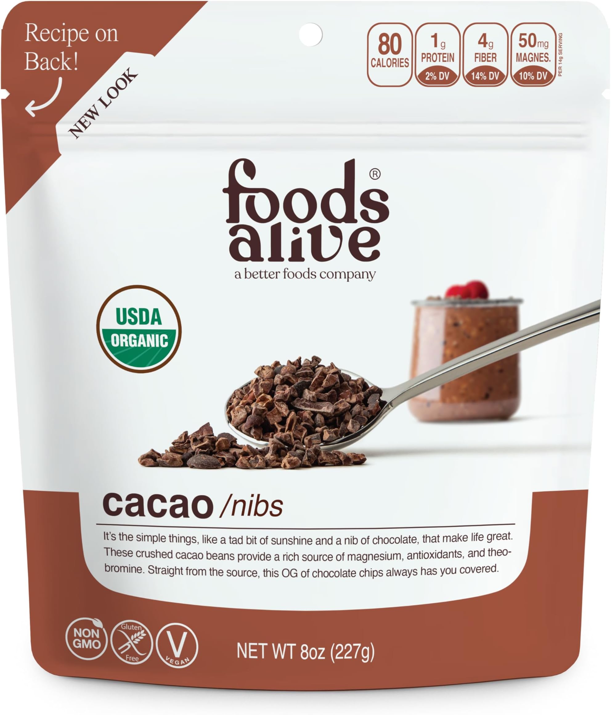 Foods Alive Organic Cacao Nibs, 8 oz (227 g)USDA Organic