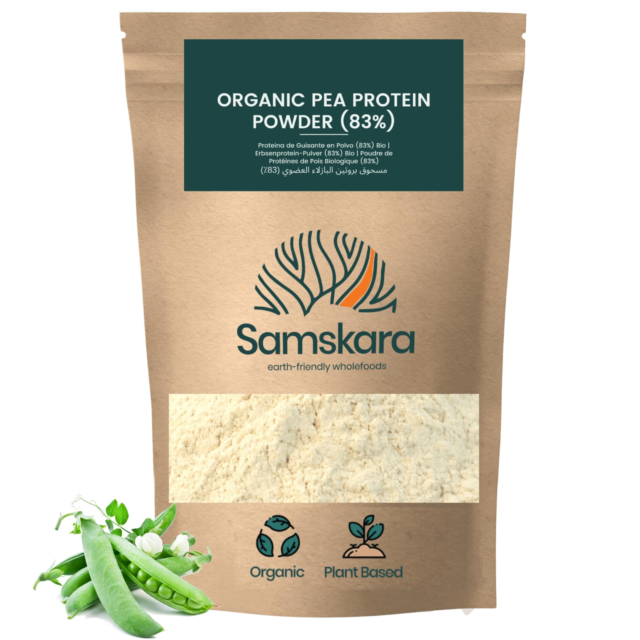 Protéine de Pois Bio Fermentée et Hydrolysée (83%) | Perte de Poids, Musculation, Énergie, Concentration & Digestion Facile | Protéine Végétale Texture Soyeuse, Sans Lactose (1 kg) | Samskara