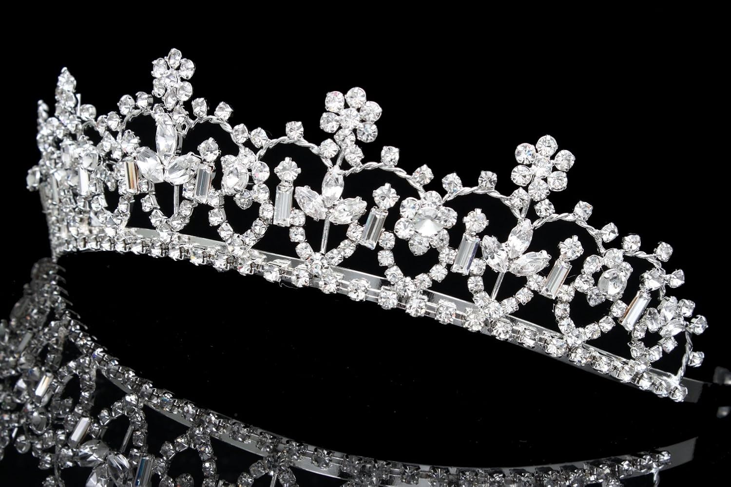 SAMKY Gorgeous Flower Design Rhinestone Crystal Bridal Tiara Crown T731