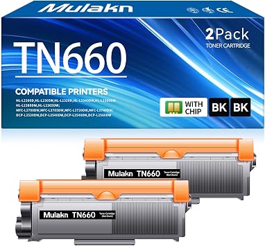 TN660 Toner Cartridge for Brother TN660 TN-660 TN 660 TN630 Compatible with HL-L2300D HL-L2380DW HL-L2320D DCP-L2540DW MFC-L2700DW MFC-L2685DW Printer - 2PK High Yield