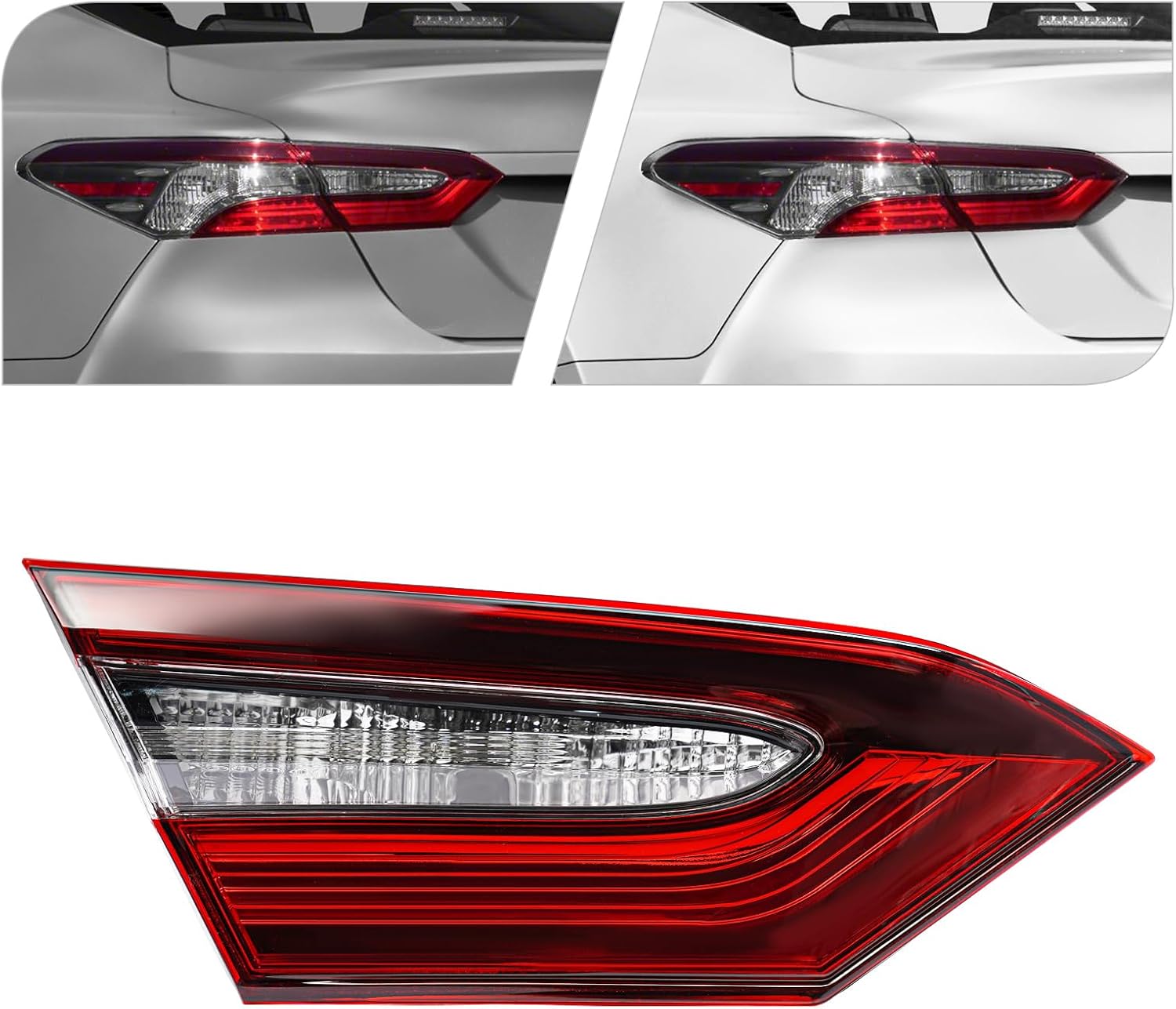 LED Inner Tail Light for 2021-2023 Toyota Camry LE CE, Compatible with OEM 8158006880, Left & Right Pair with Black Red Housing, Halogen Turn Signal (Left Driver Side)