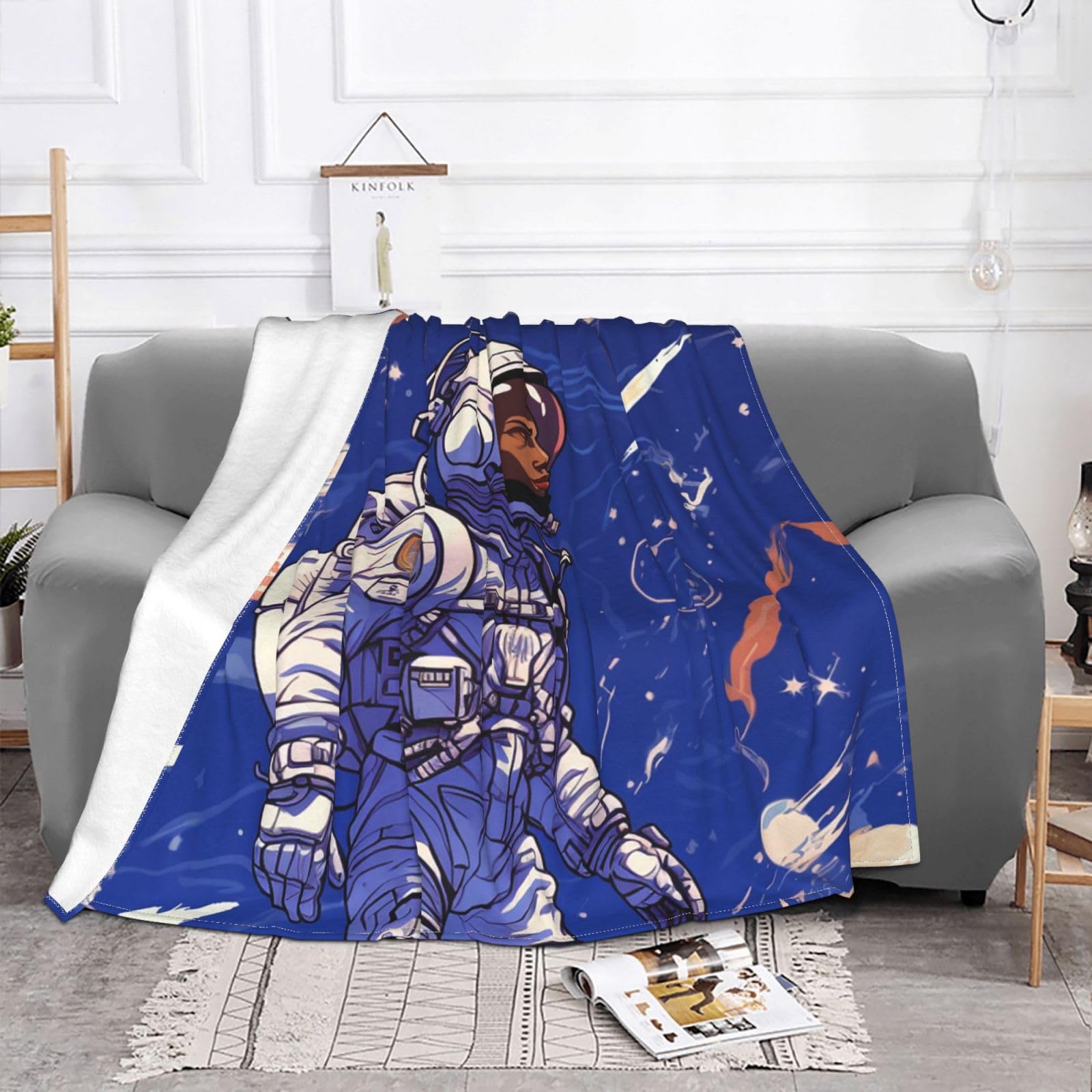 Plaid polaire ultra doux et durable avec motif astronaute moderne
