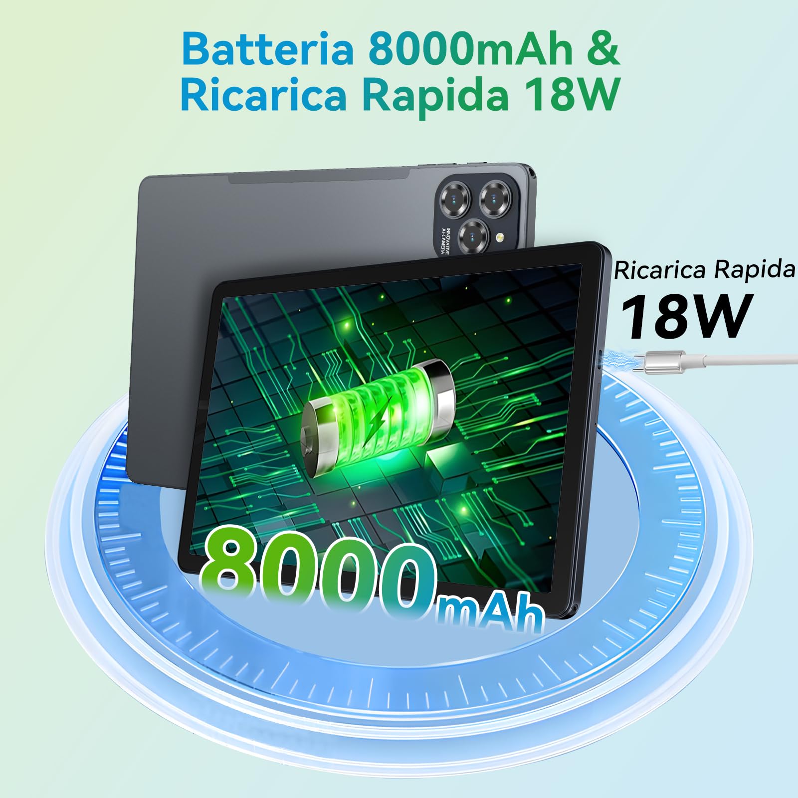 W90 Tablet in Offerta con SIM, 24 GB+256 GB (4 TB TF), Octa-core | Tablet 11 Pollici per Gaming, 1920*1200 FHD+, 8000 mAh, 16 MP+8 MP, Gemini AI, Widevine L1, Face ID (4 Anni di Garanzia)