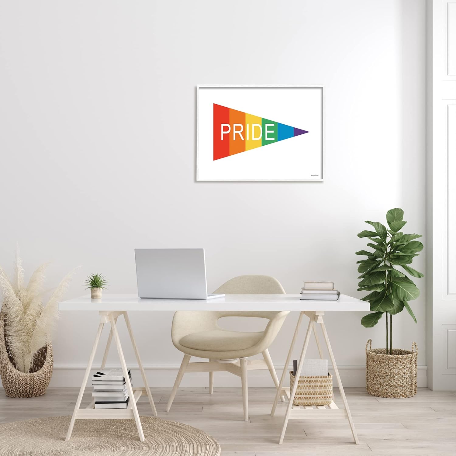 Stupell Industries Pride Phrase Rainbow Stripe Triangular Pennant Flag Shape