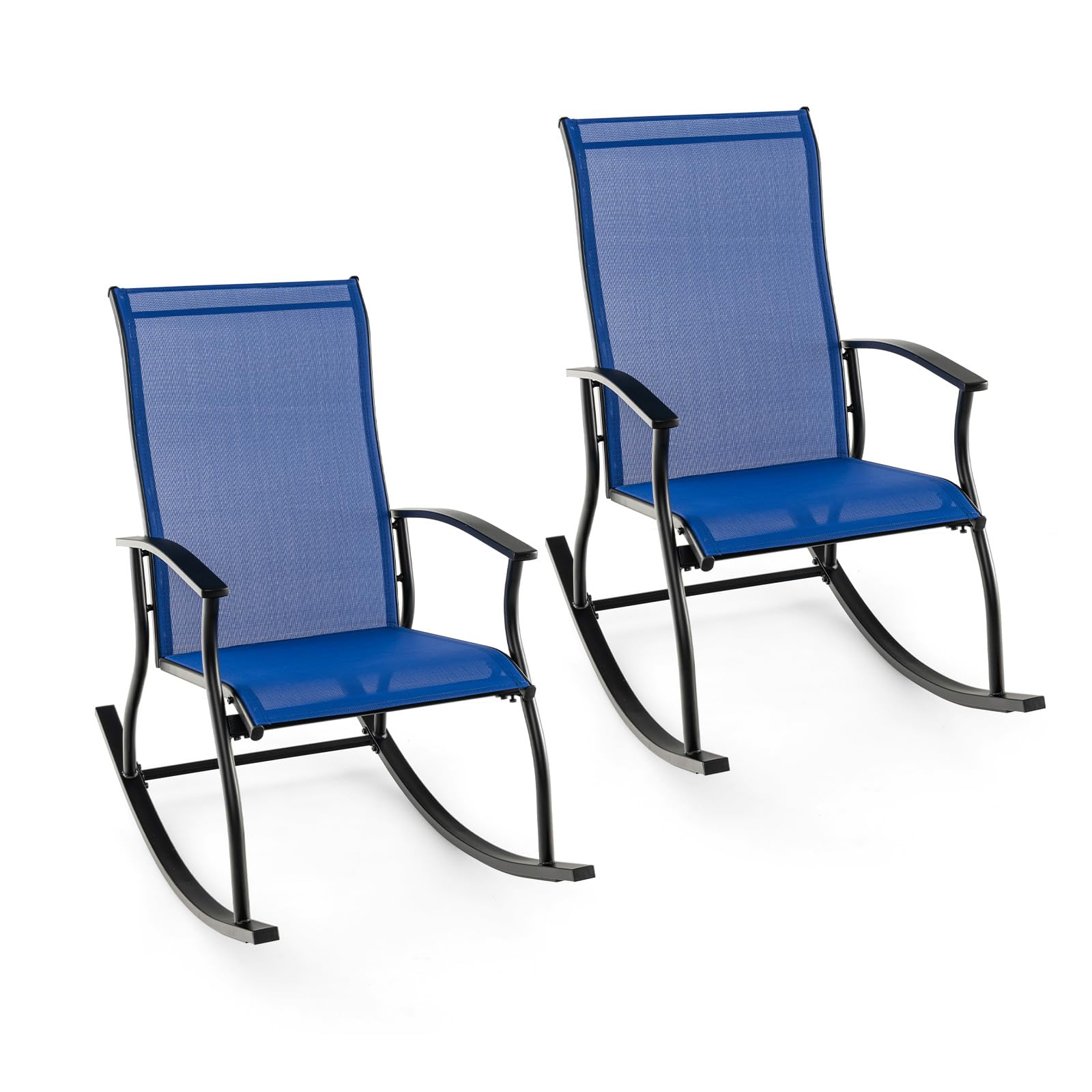 KOMFOTTEU Lot de 2 Fauteuil à Bascule en Tissu Maillé, Design Ergonomique