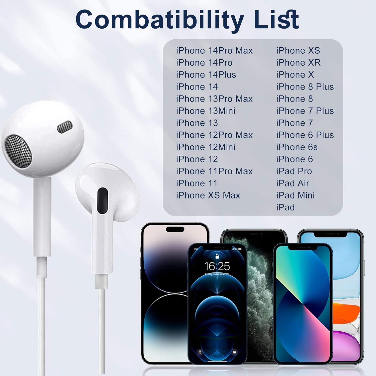 fujimoto dengyo 2 pack apple earbuds wired apple mfi certified iphone headphones with lightning connector volume control perfectly compatible 14