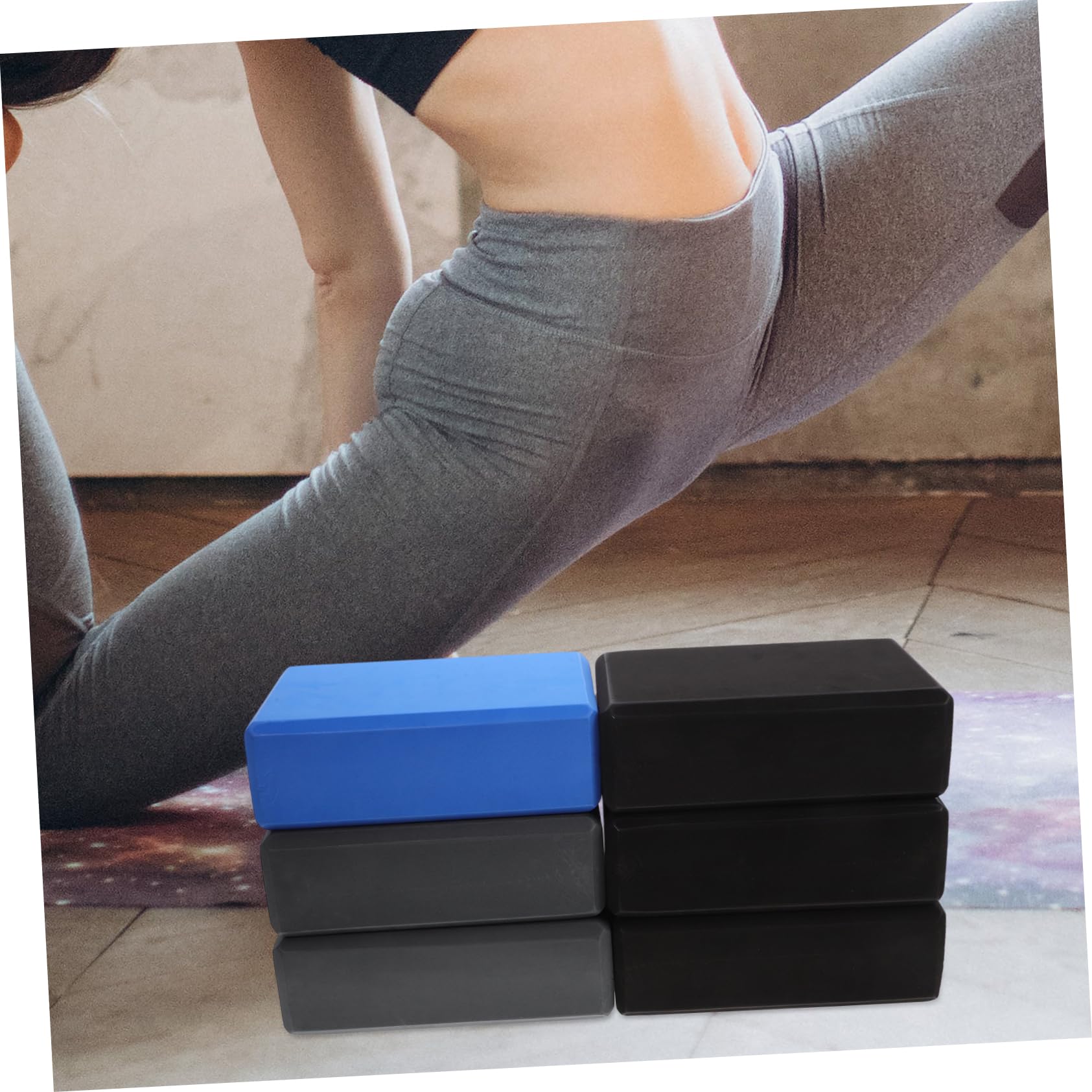 Sosoport Mattoncino per Yoga in Eva ad Alta Densità Superficie Liscia, Set da 6 Pezzi per Esercizi di Yoga e Fitness per Donna Colore Casuale