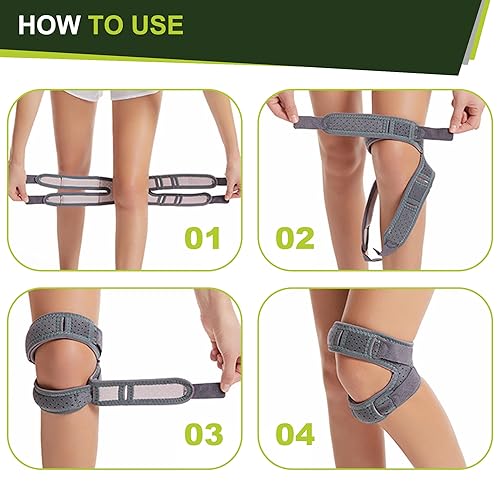 Miniatura 6 de NOLIVEA - Rodilleras para dolor de rodilla  Soporte ajustable y estabilizador para hombres y mujeres con doble barra de silicona y almohadillas para