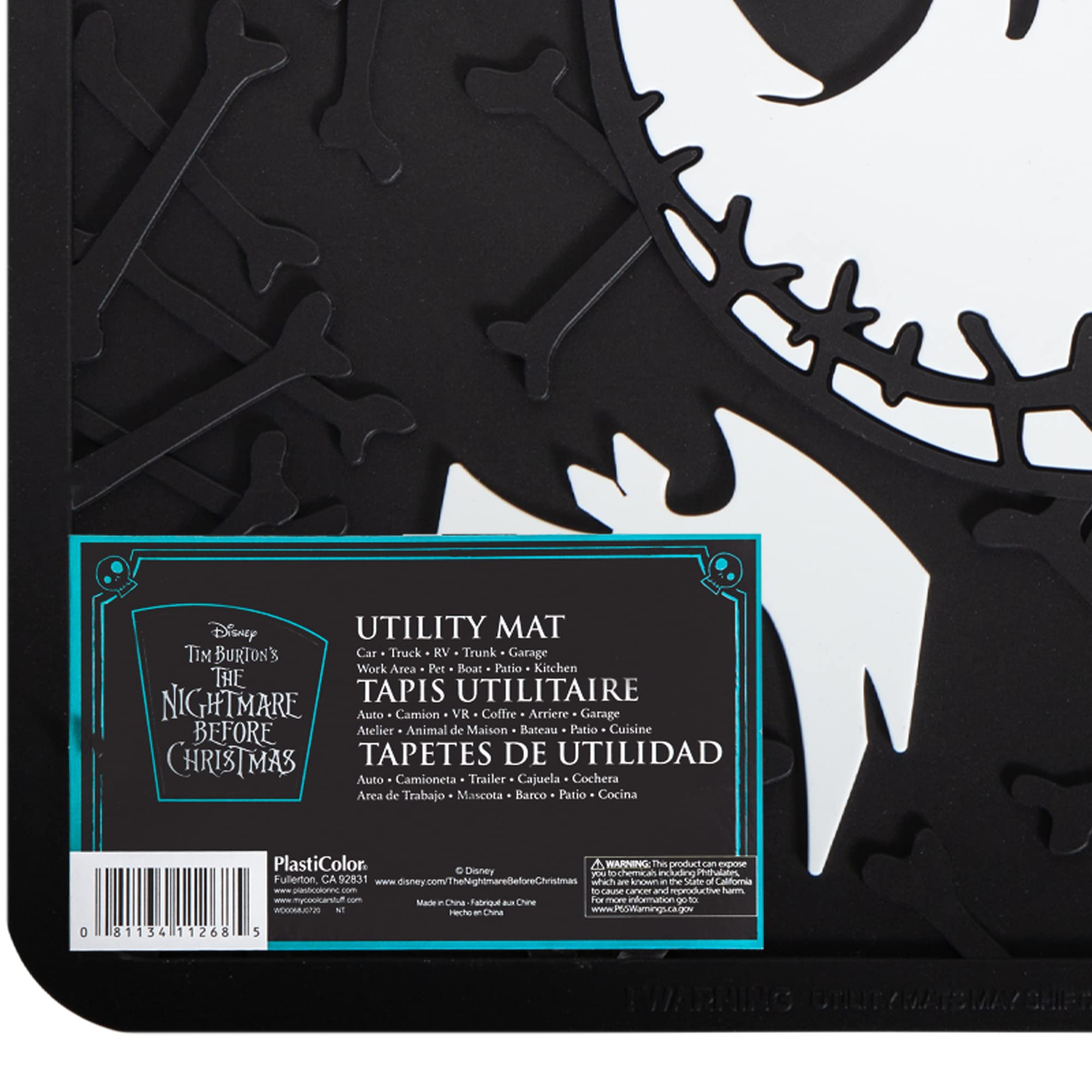 Plasticolor 001268R01 Disney Nightmare Before Christmas Bones Design with White Bats Utility Floor Mat for Car Truck SUV — view 2