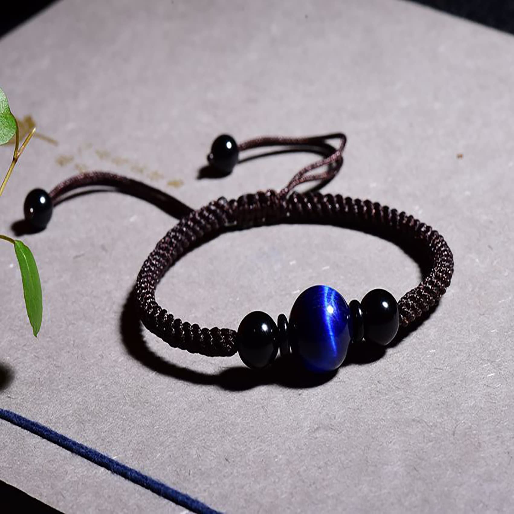 NZpost Pulsera de la Riqueza, Pulsera de Ojo de Tigre Azul, Pulsera Ajustable de Cristal, Pulsera de Mal de Ojo, Amuleto de protección, Pulsera de Hilo Rojo, Cristal cinabrio