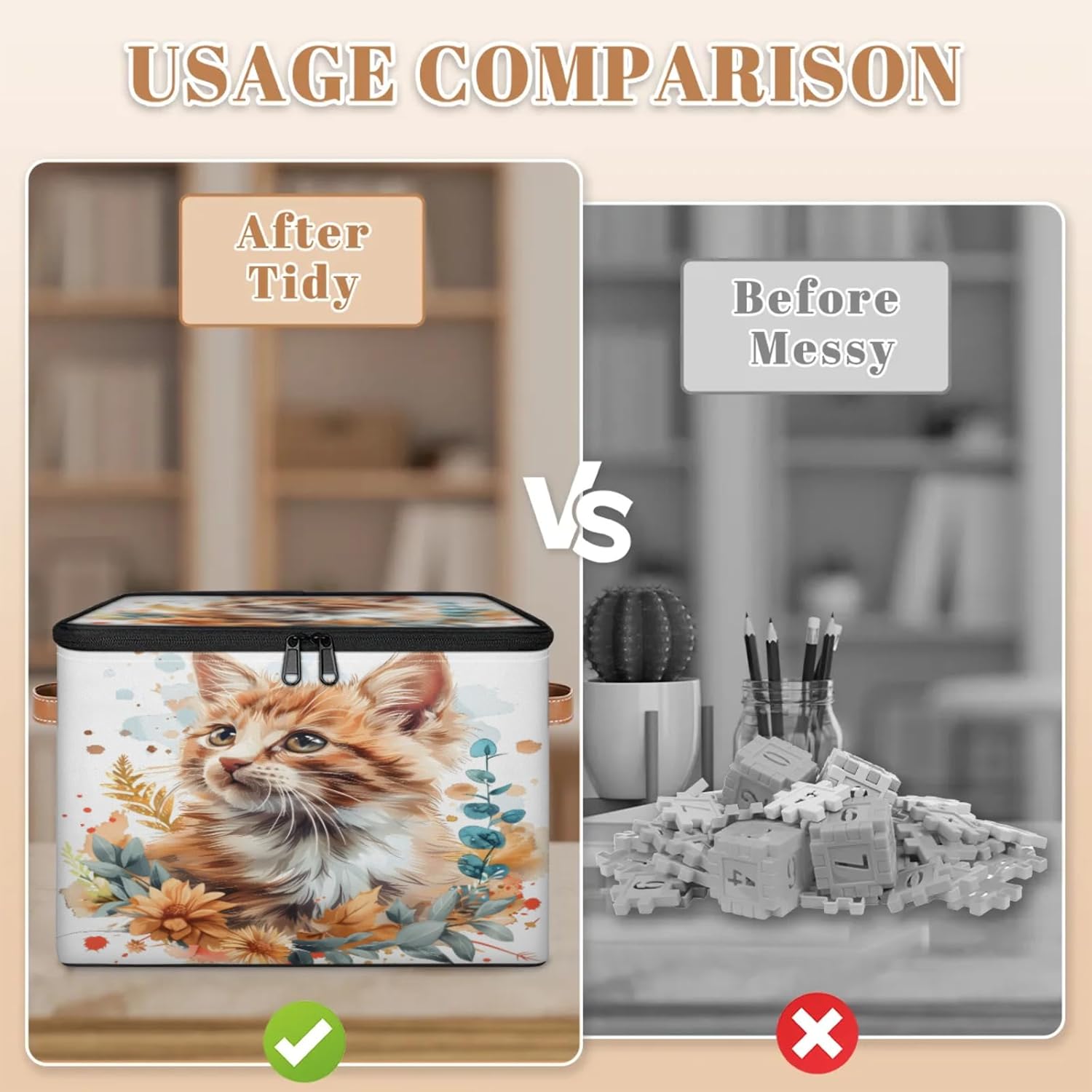 2-Pack Storage bins with lids - 26 quart organizer bins - Collapsible fabric storage bins with sturdy handles and double zipper tops - Versatile for home, toys, dorm rooms