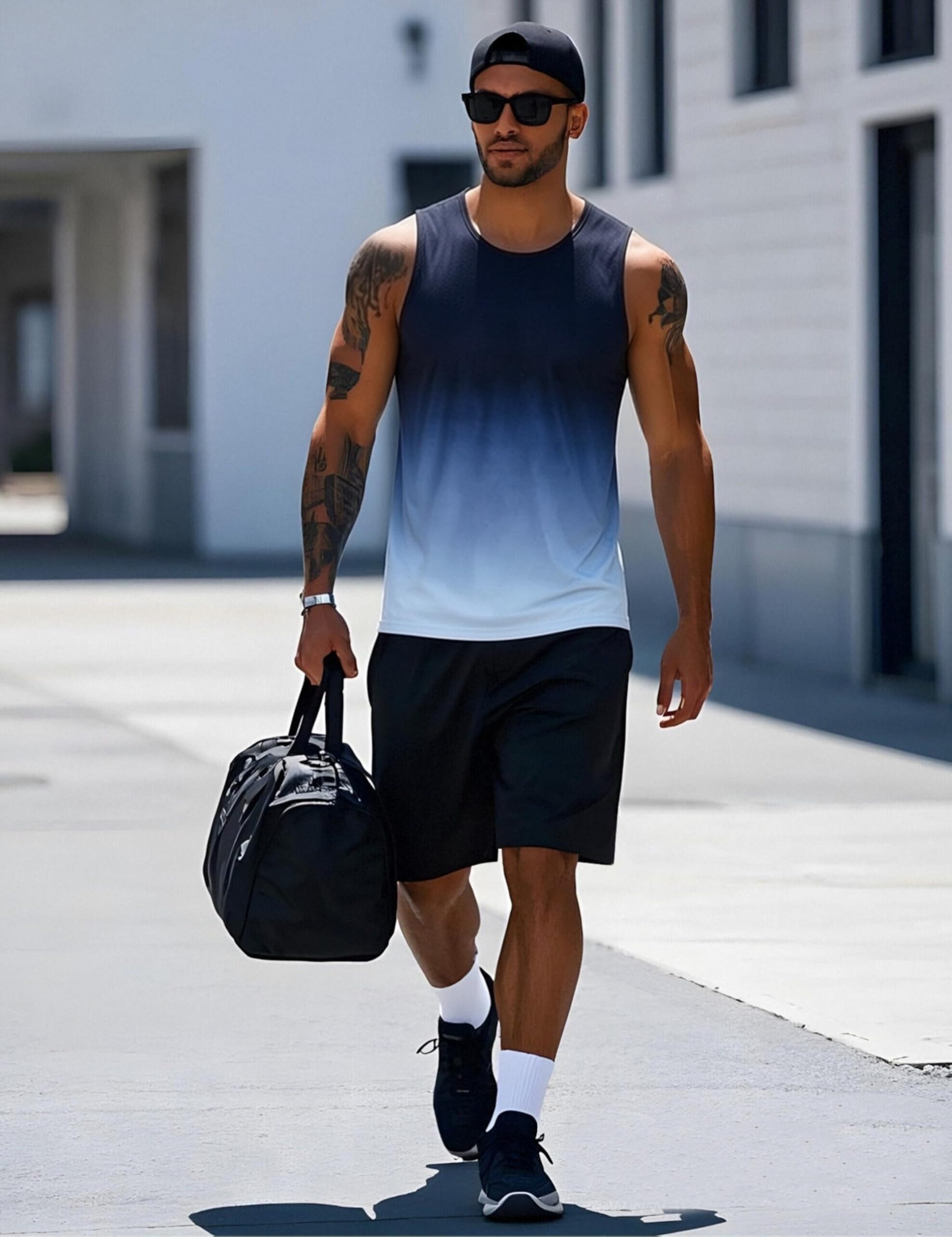 PINSPARK Camiseta de tirantes para hombre, sin mangas, camiseta de entrenamiento, verano, exterior, camiseta funcional - 3