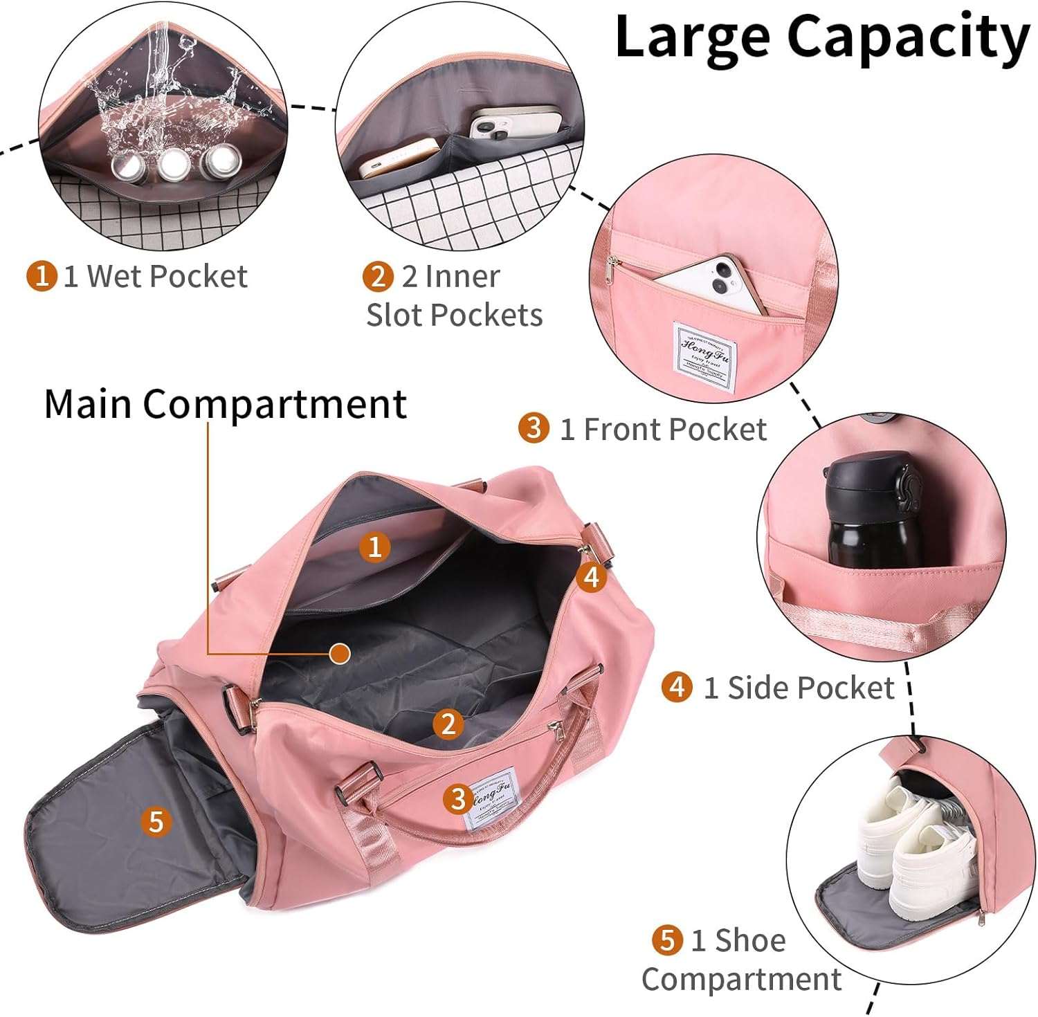 Gym Bag for Women Sports Duffle Bag with Wet Pocket and Shoe Compartment Overnight Weekender Carry on Bag Travel Sport - Image 2