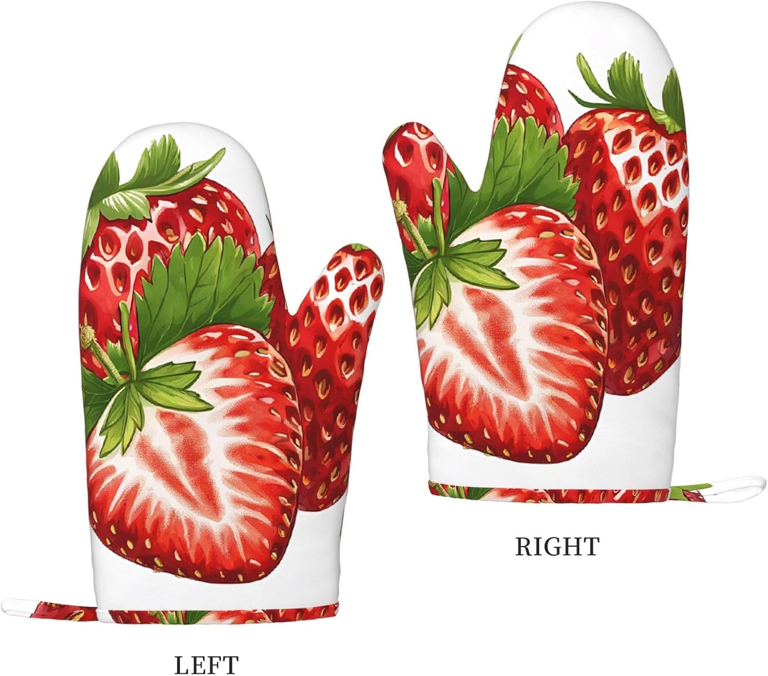 Fresh Strawberry Print 4pcs Oven Mitts and Pot Holders Sets for Kitchen, Silicone Oven Gloves Non-Slip Potholders Hot Pads for Baking Cooking