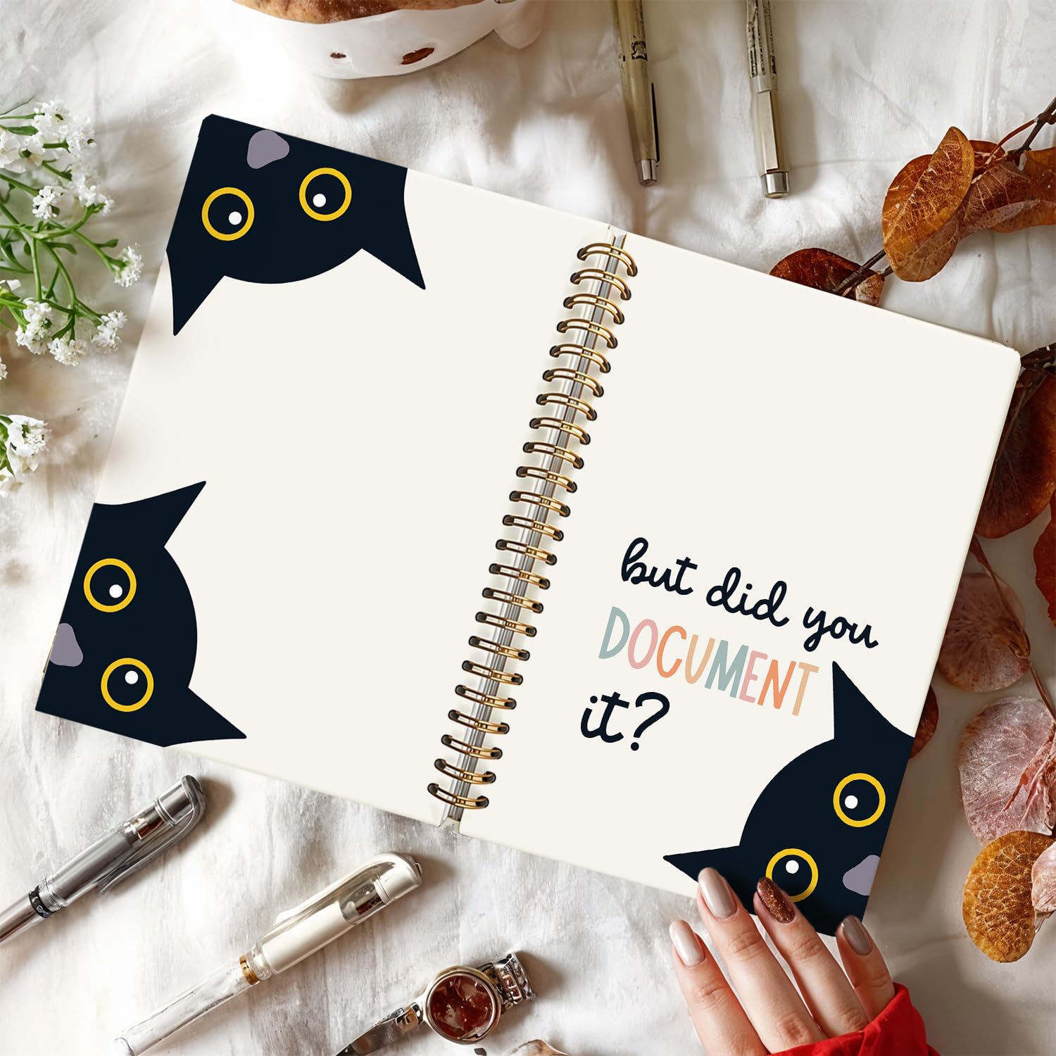 Divertido cuaderno de gato negro, cuadernos de oficina para tomar notas, diario de trabajo para mujeres y hombres, pero ¿lo documentas?, diarios de gatitos para escribir, suministros de oficina