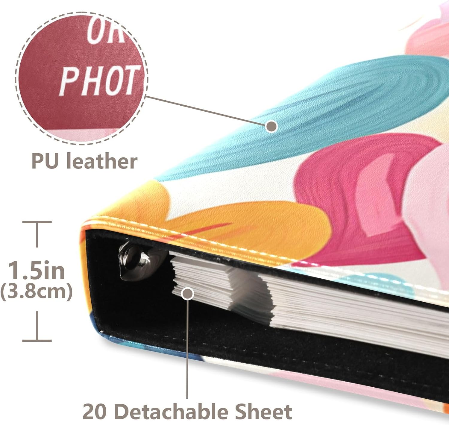 JIPONI Personalized Photo Album, Customize DIY Leather Cover Scrapbook Albums for 4x6 5x7 6x8 Pictures, Self Adhesive Memory Book for Wedding, Baby, Family