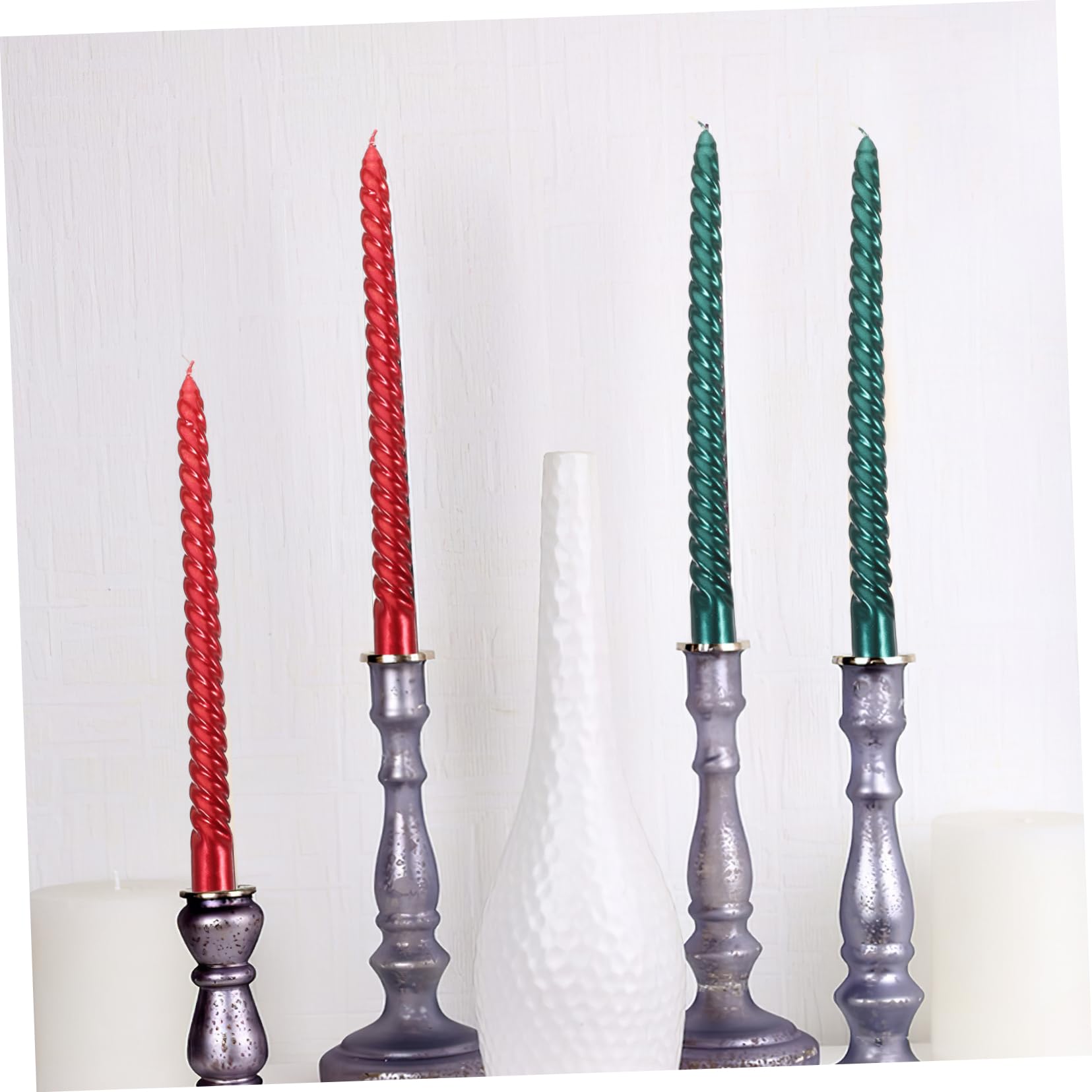 12 Velas Largas Espirales de Parafina para Candelabros, Decorativas y Elegantes, Ideales para Cenas y Fiestas Mesa