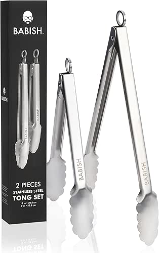 Babish 2-Piece Locking Kitchen Tongs Set – 12” & 9”