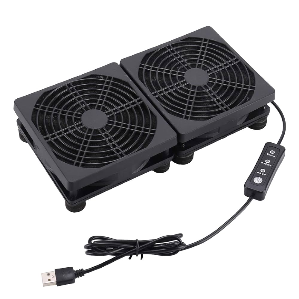 Amazon | USB ファン 12cm 2連 静音 3段階風量調節 冷却クーラー
