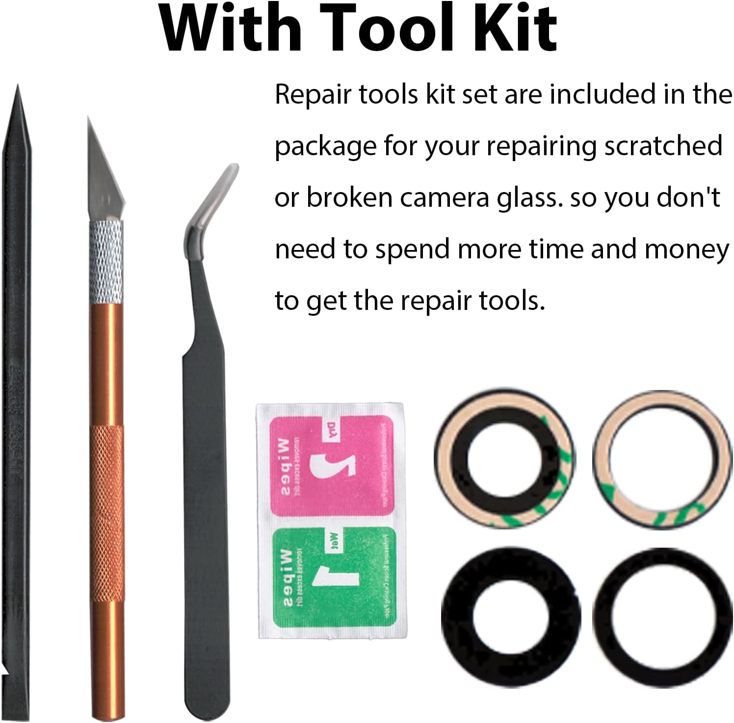1 Set Back Rear Camera Glass Lens Replacement for iPhone 12/12 Mini with Preinstalled Adhesive and Repair Toolkit Set (for iPhone 12/12 Mini)