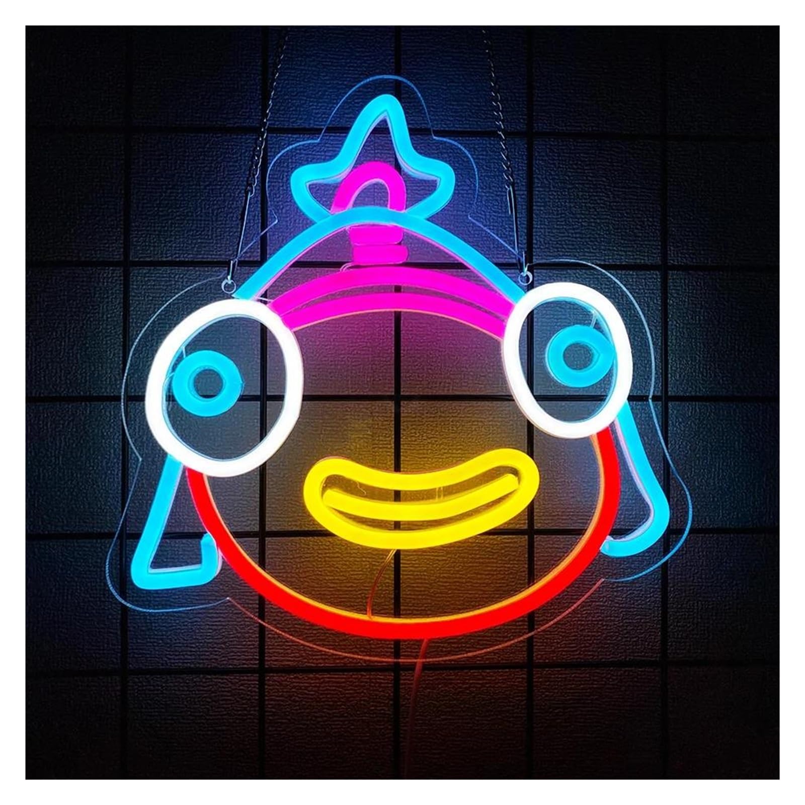 LEMST Signs Lamp Big-Eyed Fish Neon Sign Dimmable USB Powered for Fishing Enthusiasts Bedroom Restaurant Living Room Shop Wall Decor 28.5cmx28.5cm