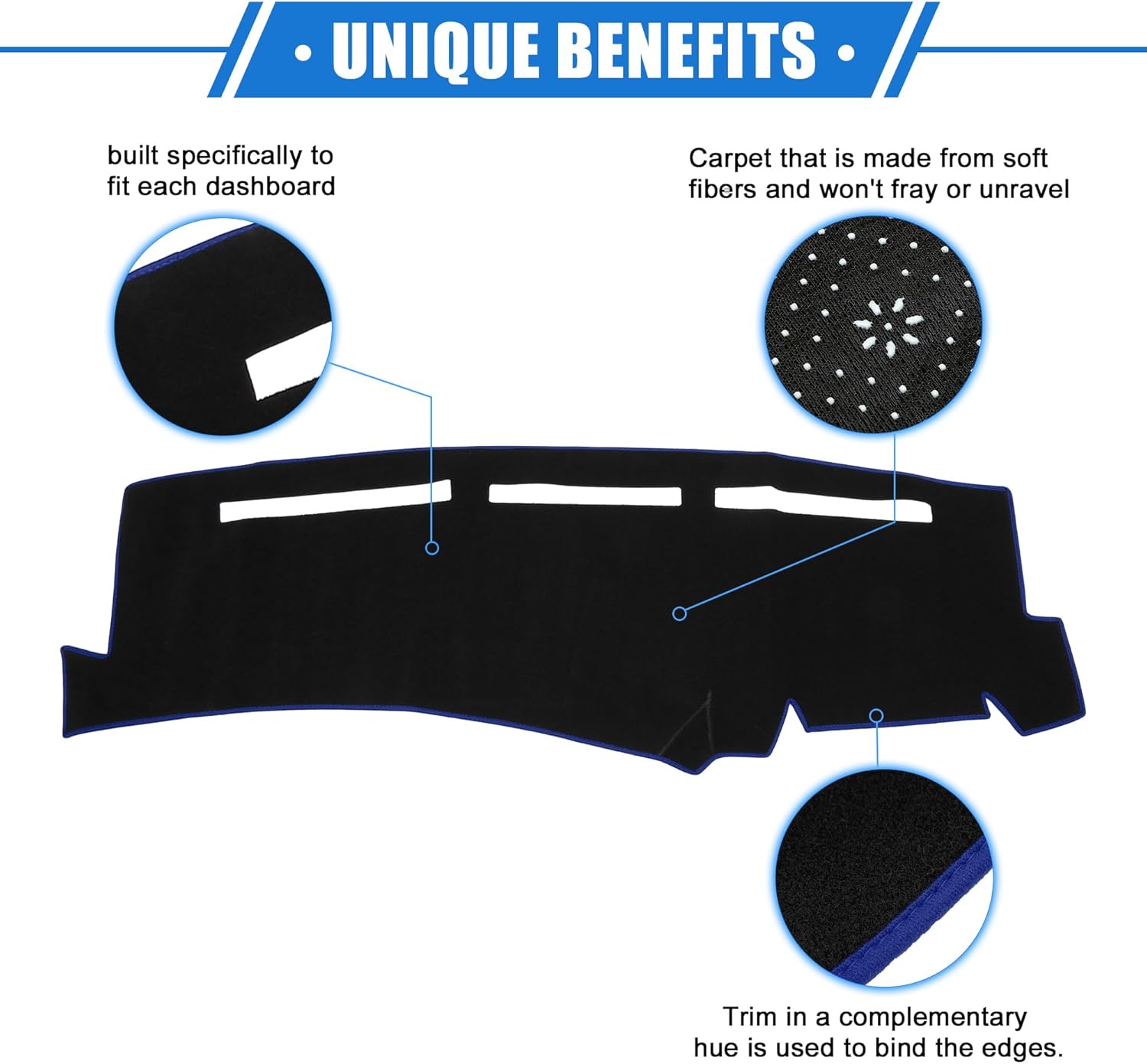 Dashboard Dash Cover Compatible for Chevy Silverado 1999-2006, Durable Polyester Blue Front Dash Cover Mat